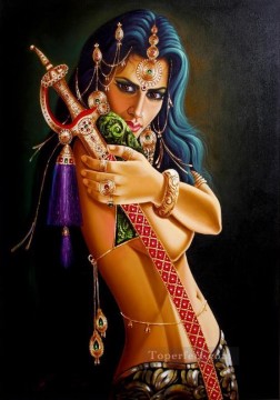 剣を持つ女性 インディアン Oil Paintings